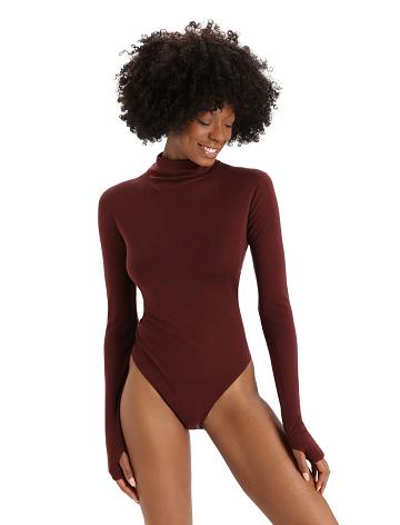 Sous Vêtement Icebreaker Merino Queens Long Sleeve High Neck Bodysuit Femme Rouge | FR 1700YXFU